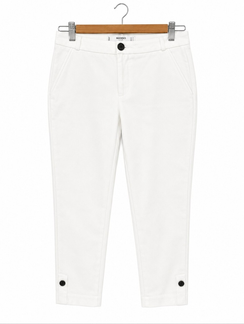 Mango Basics White Cropped Straight Leg Pants Size 4 - Picture 2 of 10